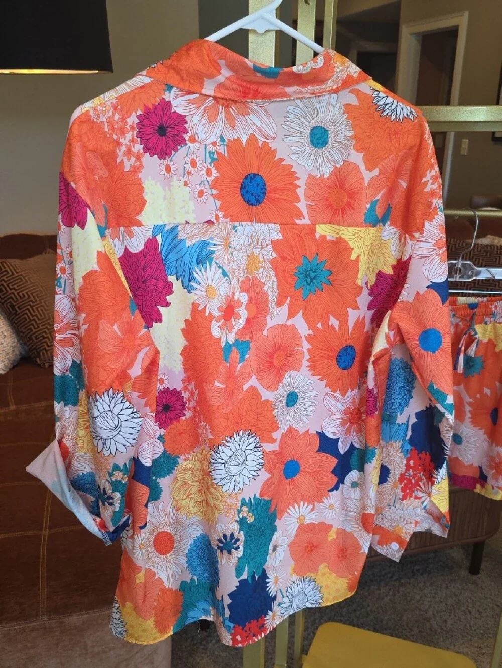 Matching Set VIbrant Floral Button-Up Shirt AND Short– Multicolor